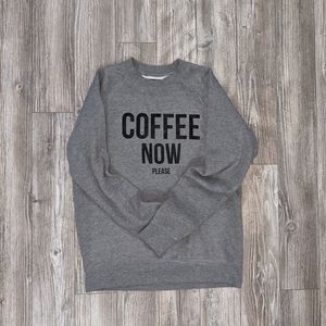 Brunette the Label Coffee Now Please S/M crew neck sweater Grey
